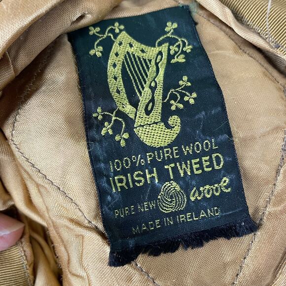 Vintage Irish Tweed Hat Patchwork Wool NewsBoy, Flat Cap, Driving Women Small main image 4